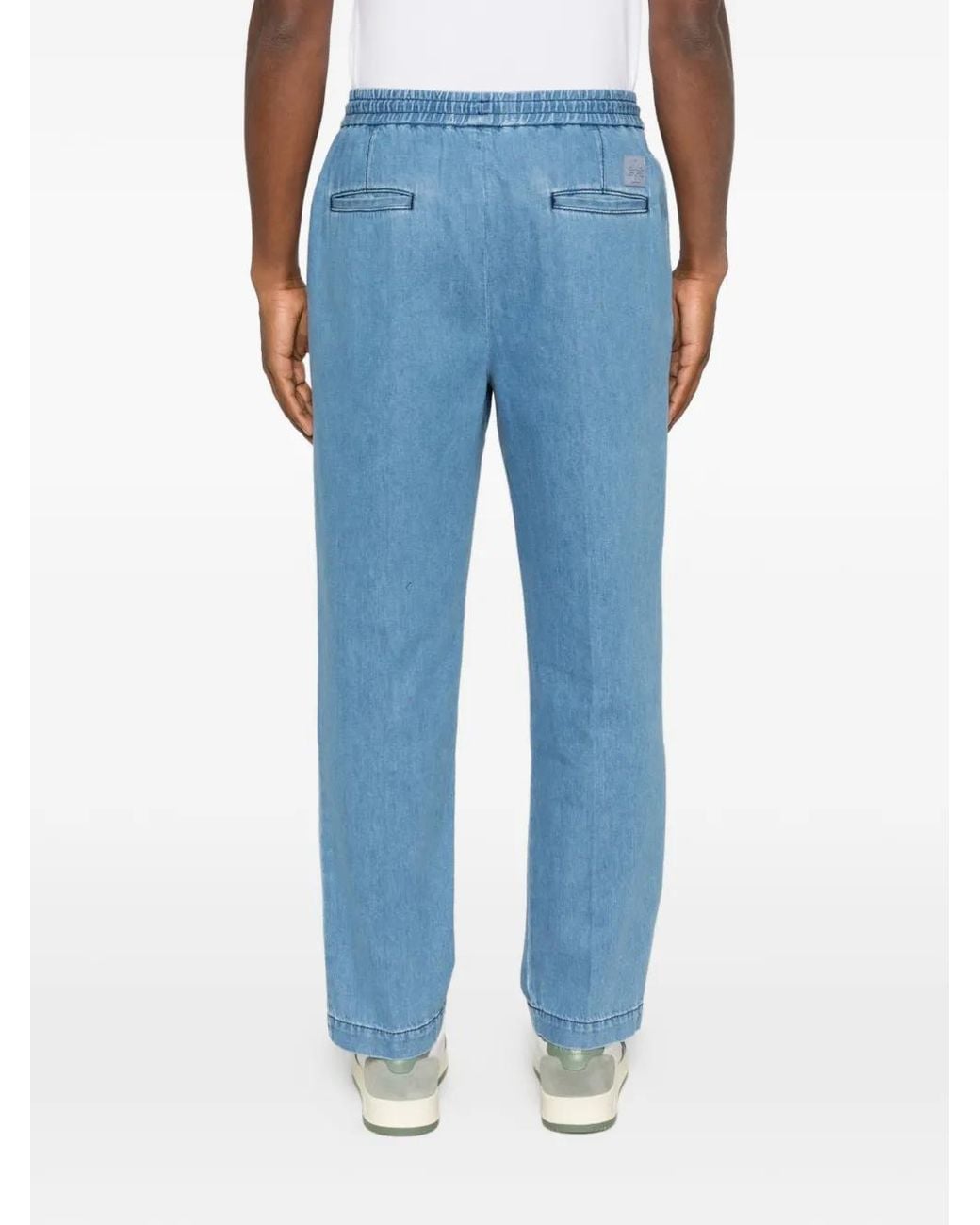 Jacob Cohen Blue Drawstring Pleated Trousers for men