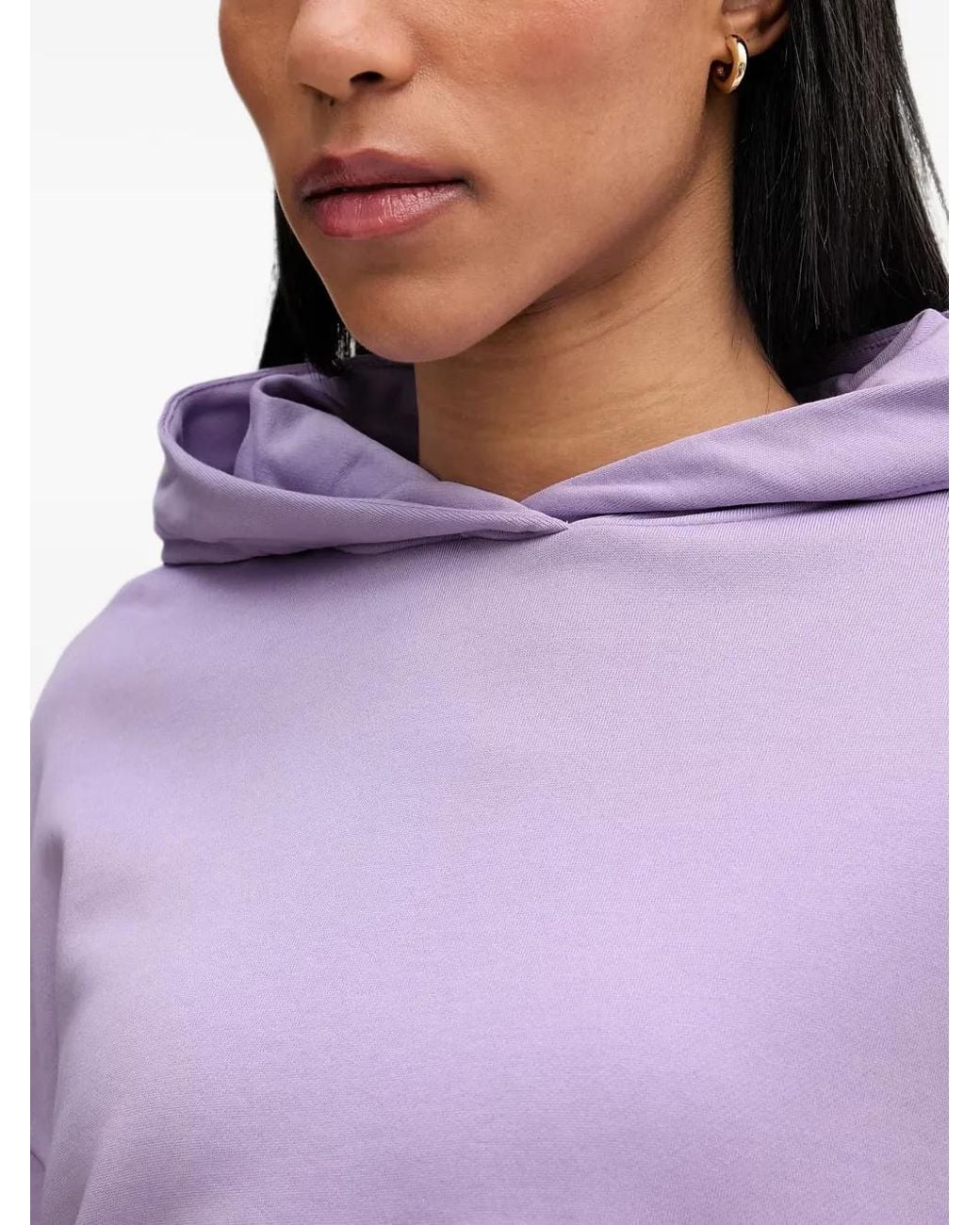 Marc O' Polo Purple Drop-Shoulder Ribbed-Trim Hoodie