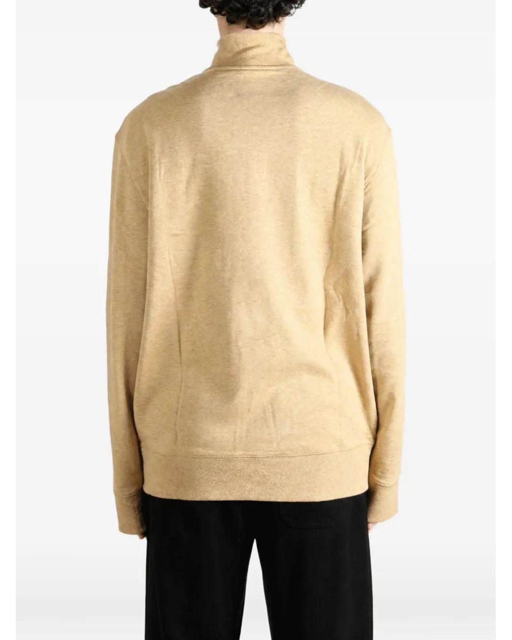 Polo Ralph Lauren Natural Logo-Embroidered Quarter-Zip Sweater for men
