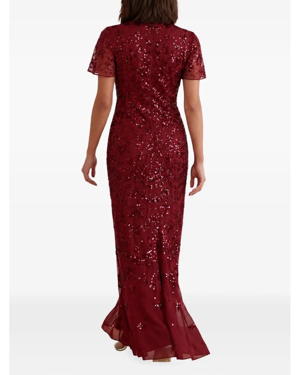 Needle & Thread Red Freya Sequin-Embellished Maxi Gown