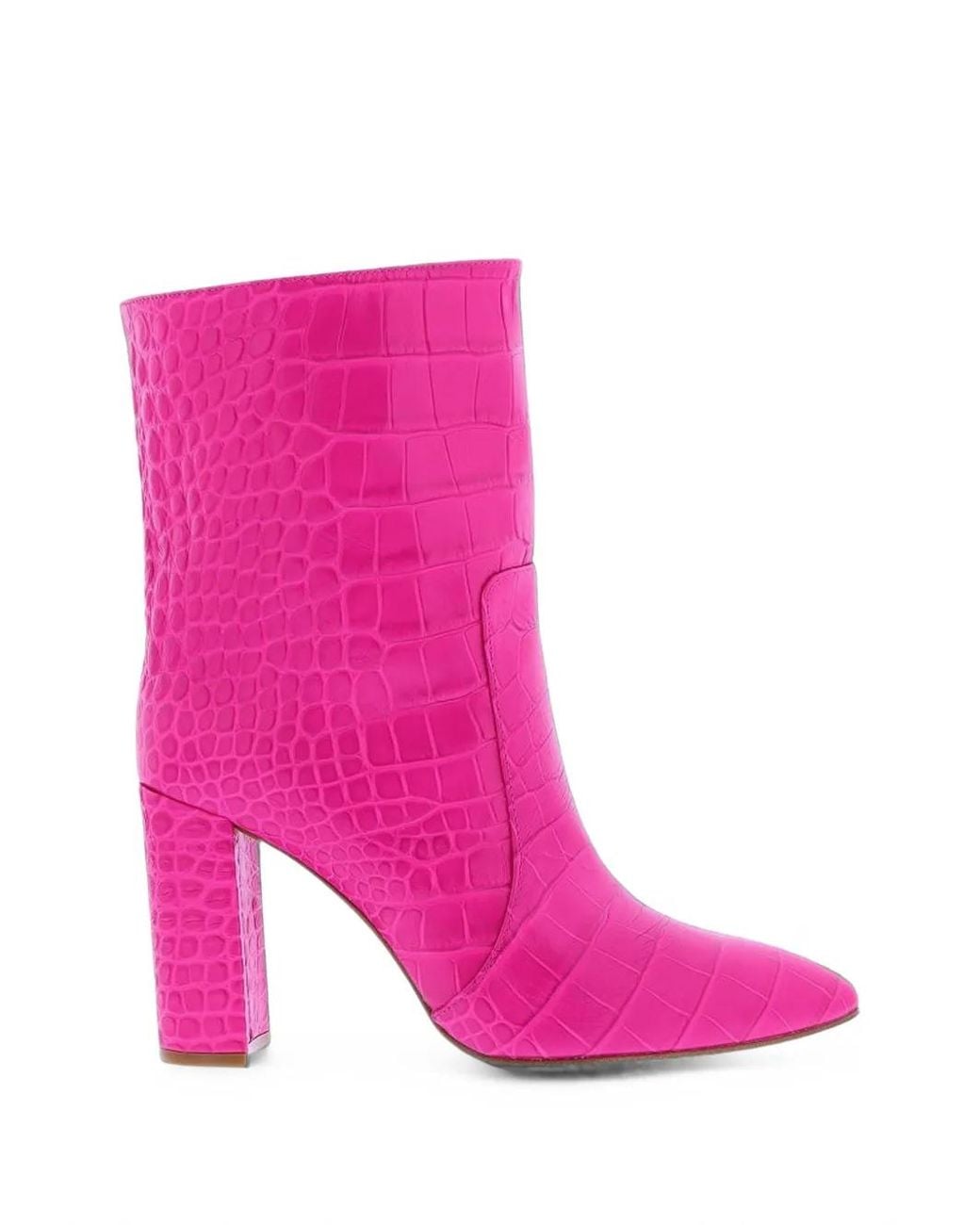 Toral Shoes Pink Siberia Croc-Effect Leather Ankle Boots