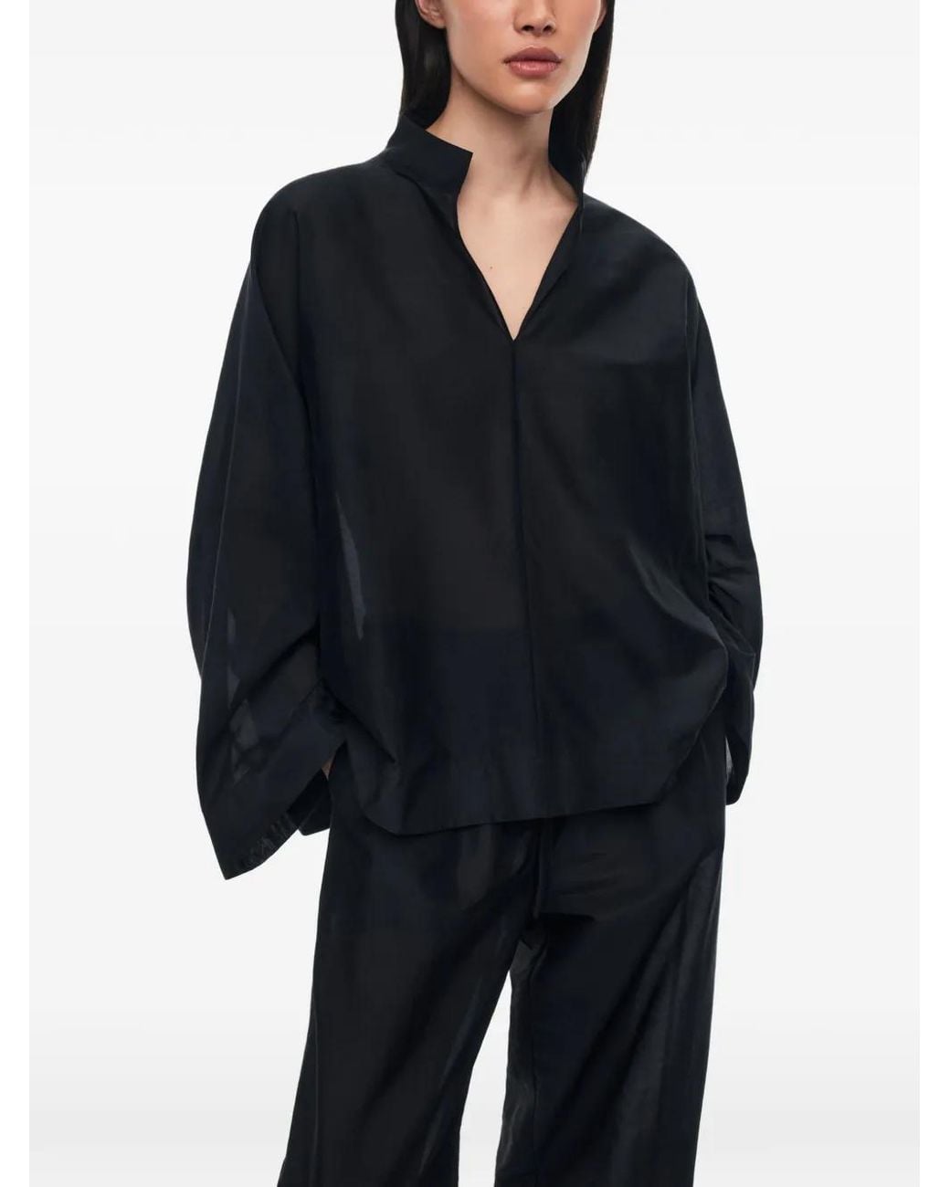 12 STOREEZ Black Marrakesh V-Neck Blouse