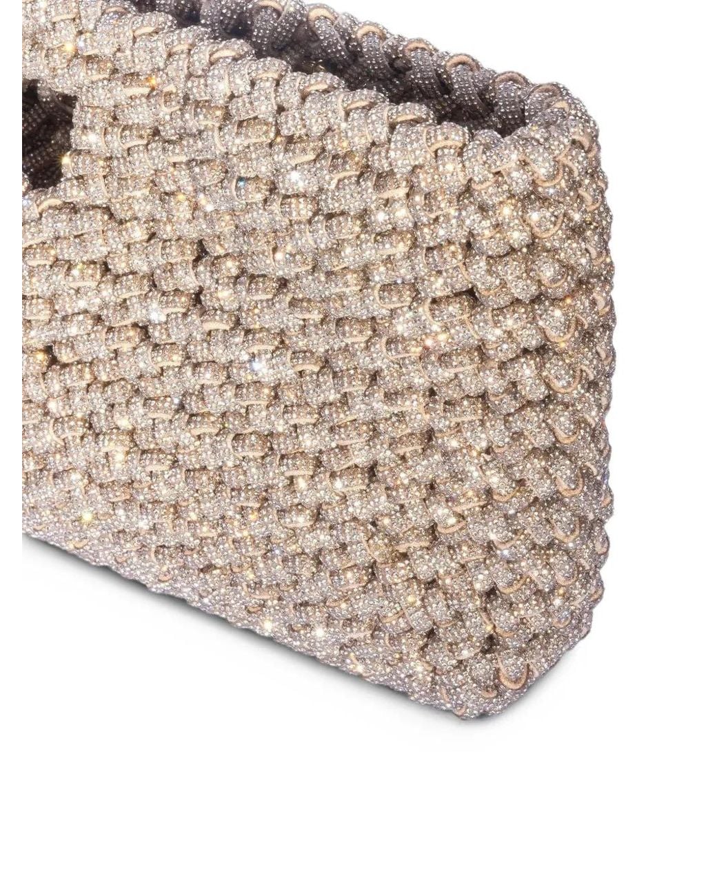 HIBOURAMA Metallic Mini Livia Gem Braided Tote Bag