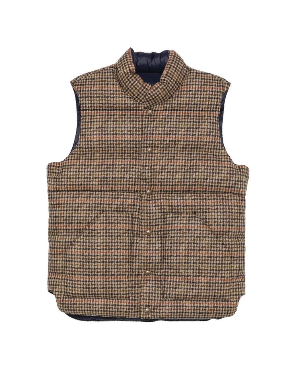 Sebago Brown Check-Pattern Padded Gilet