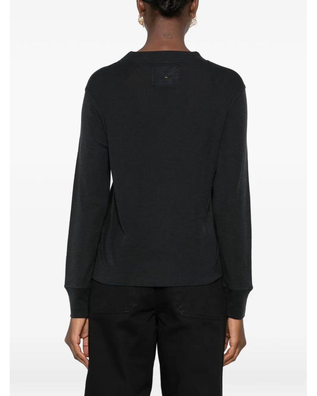 Margaret Howell Black Crew-Neck Long-Sleeve T-Shirt