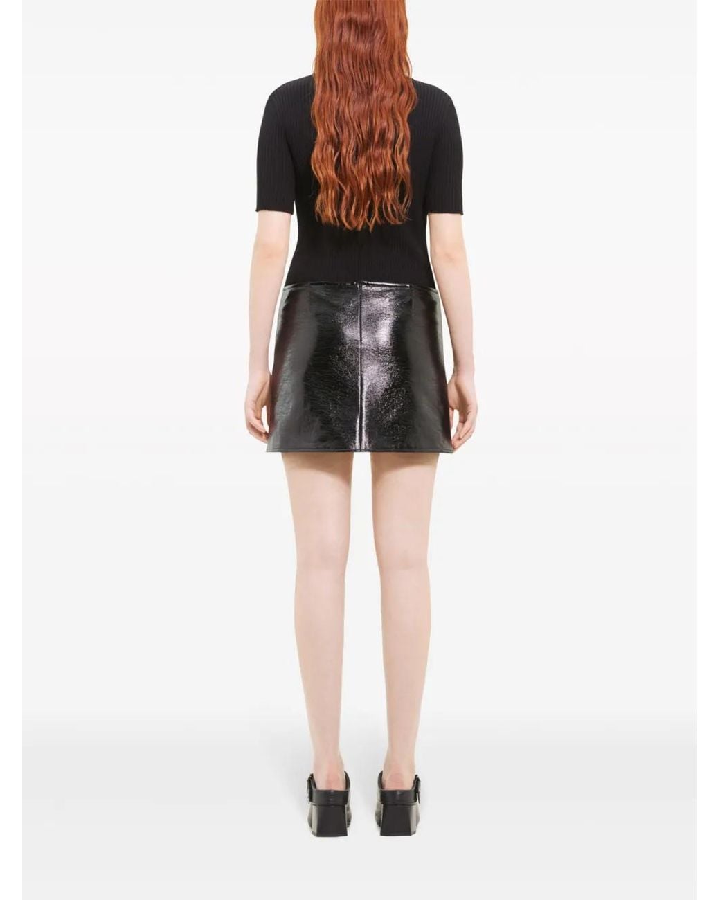 Courreges Black Ac Ribbed-Knit Polo Shirt