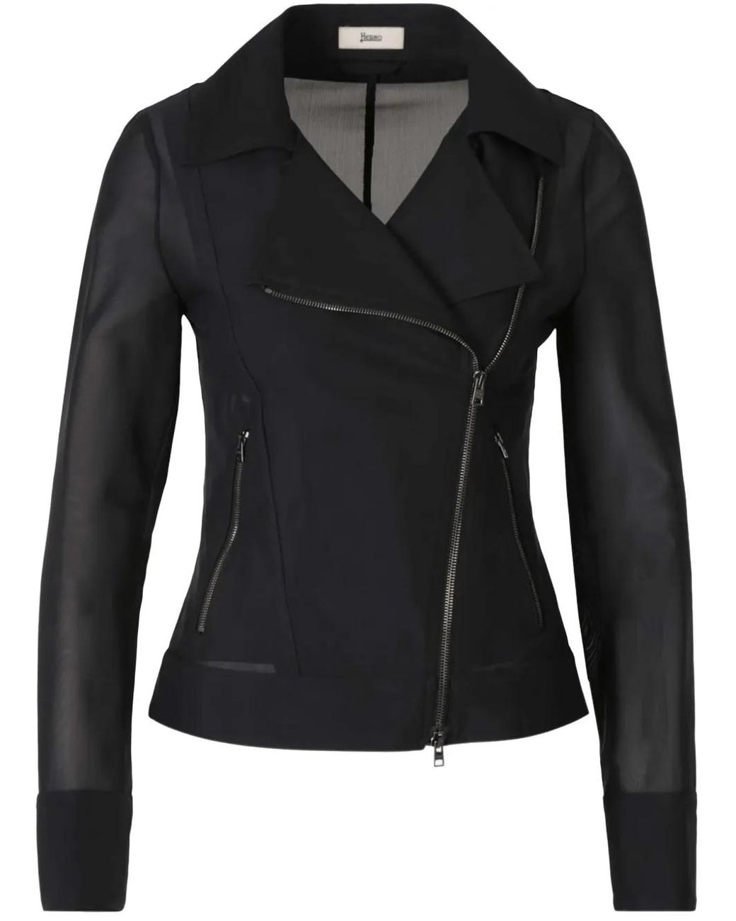 Herno Black Mesh Biker Jacket