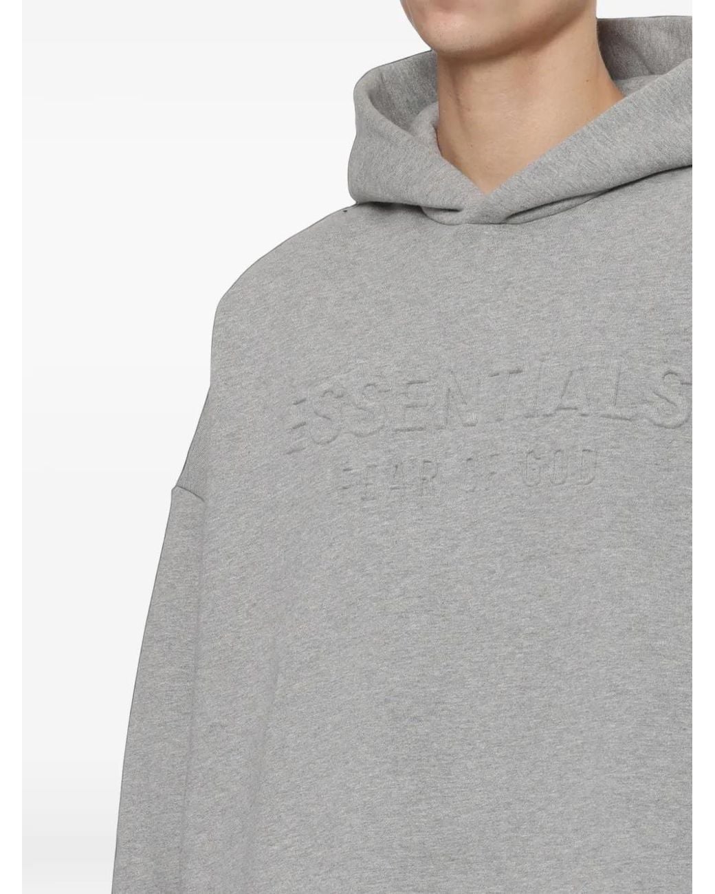 Fear Of God Gray Logo-Embossed Hoodie for men