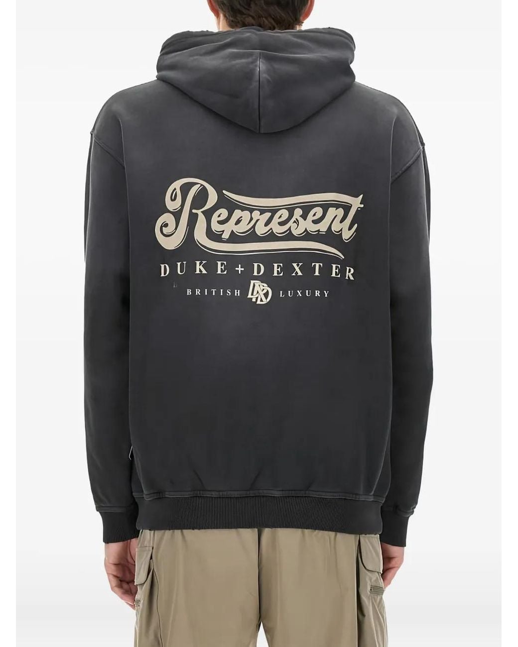 Represent Gray Logo-Detail Hoodie for men