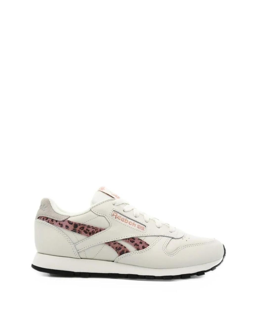 Reebok White Classic Leather Leopard-Print Sneakers