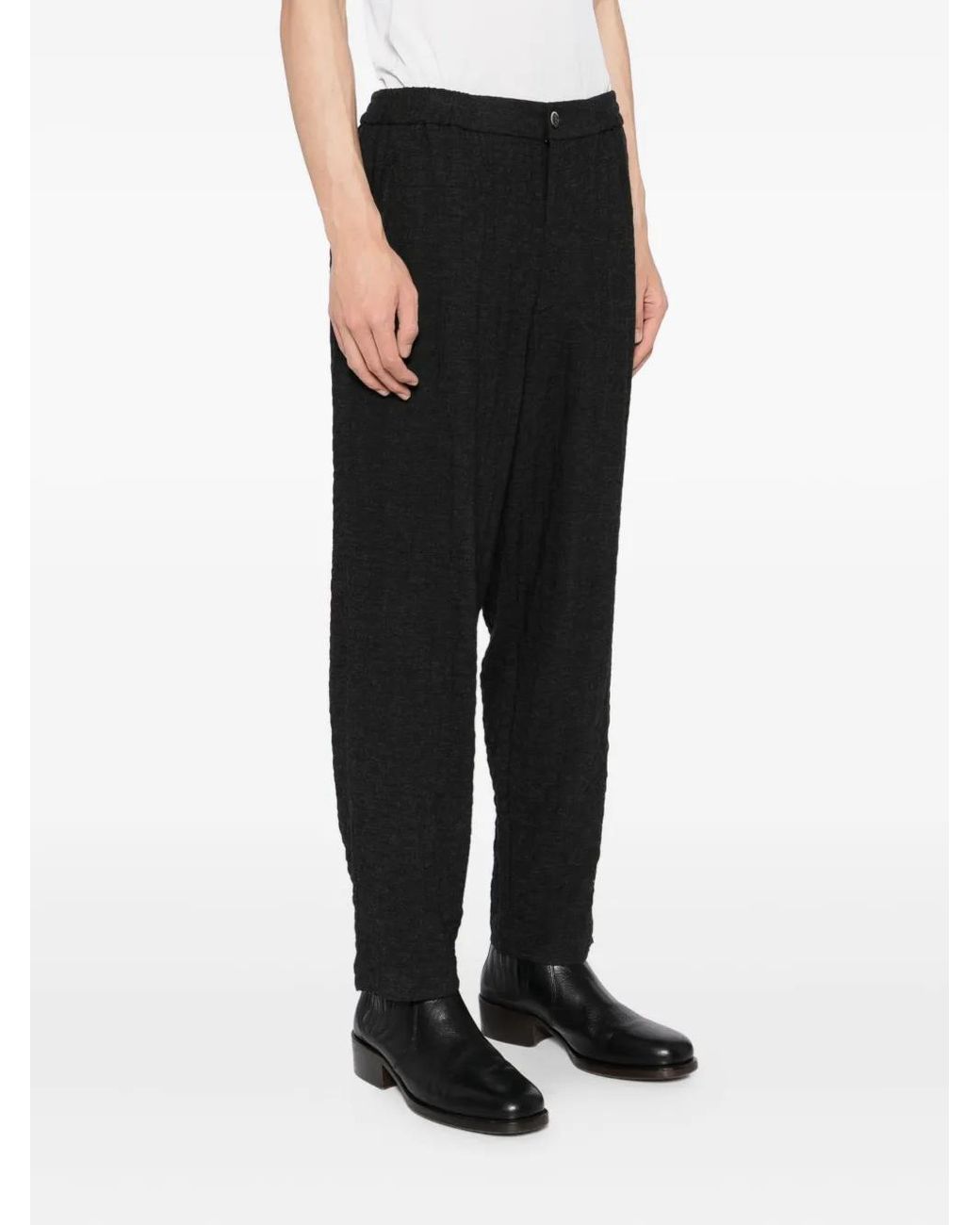 Barena Black Textured Trousers for men