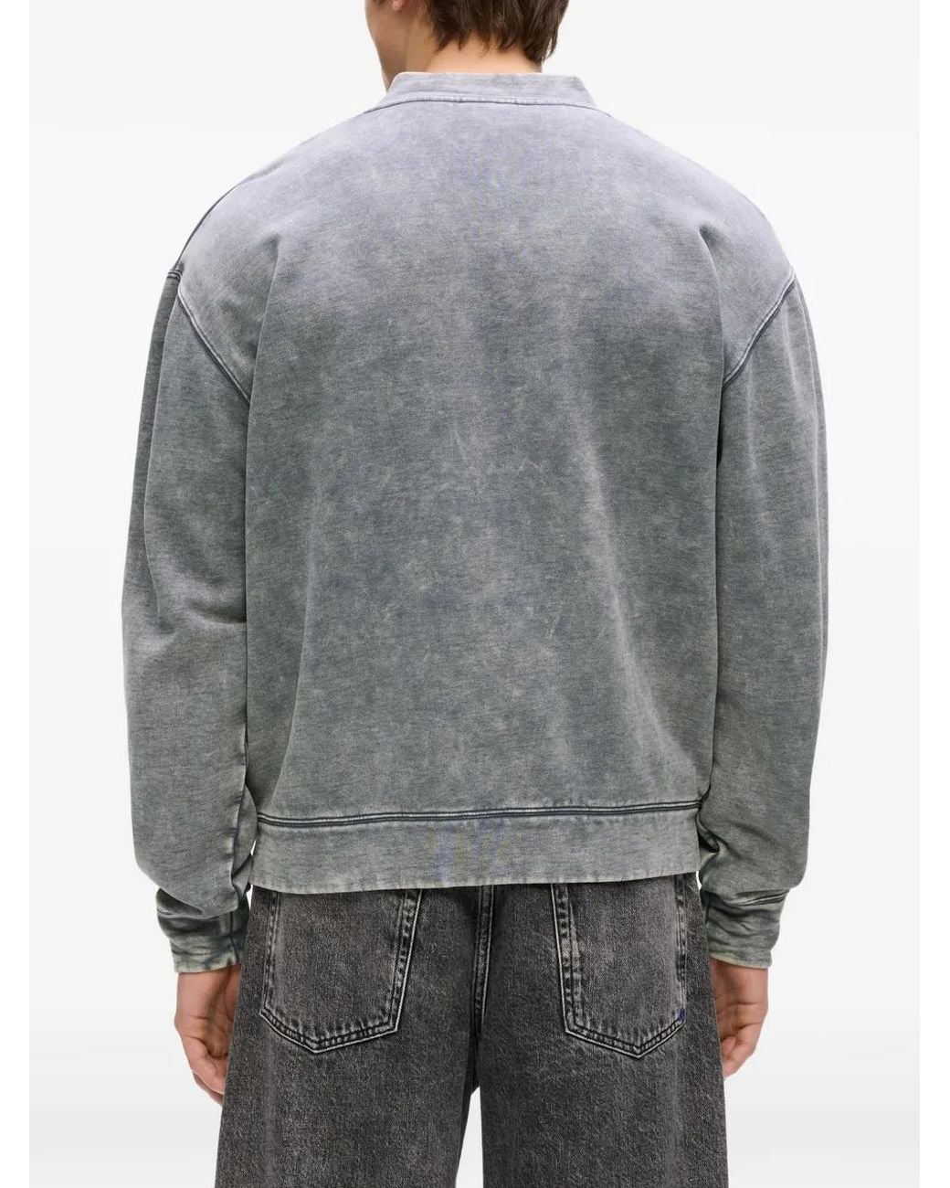 Karl Lagerfeld Gray Washed-Finish Zip-Fastening Jacket for men