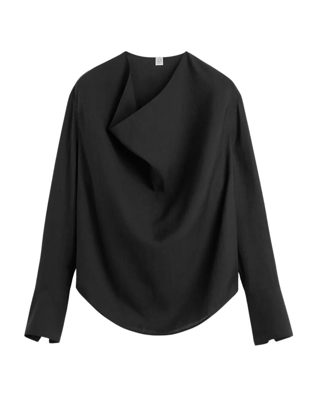 Totême Black Totême Draped Curved Hem Blouse