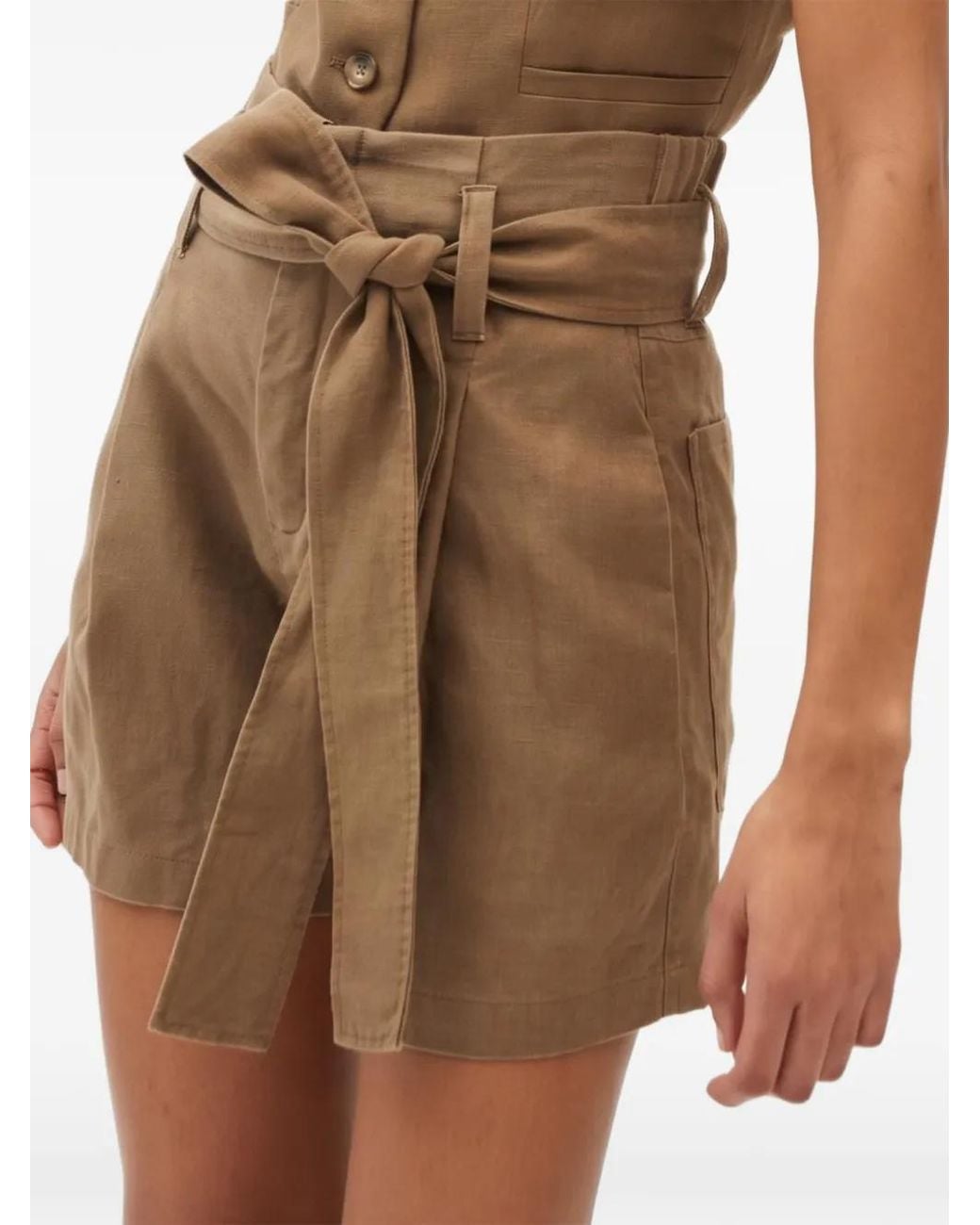 Maria Cher Brown Maupi Belted Shorts