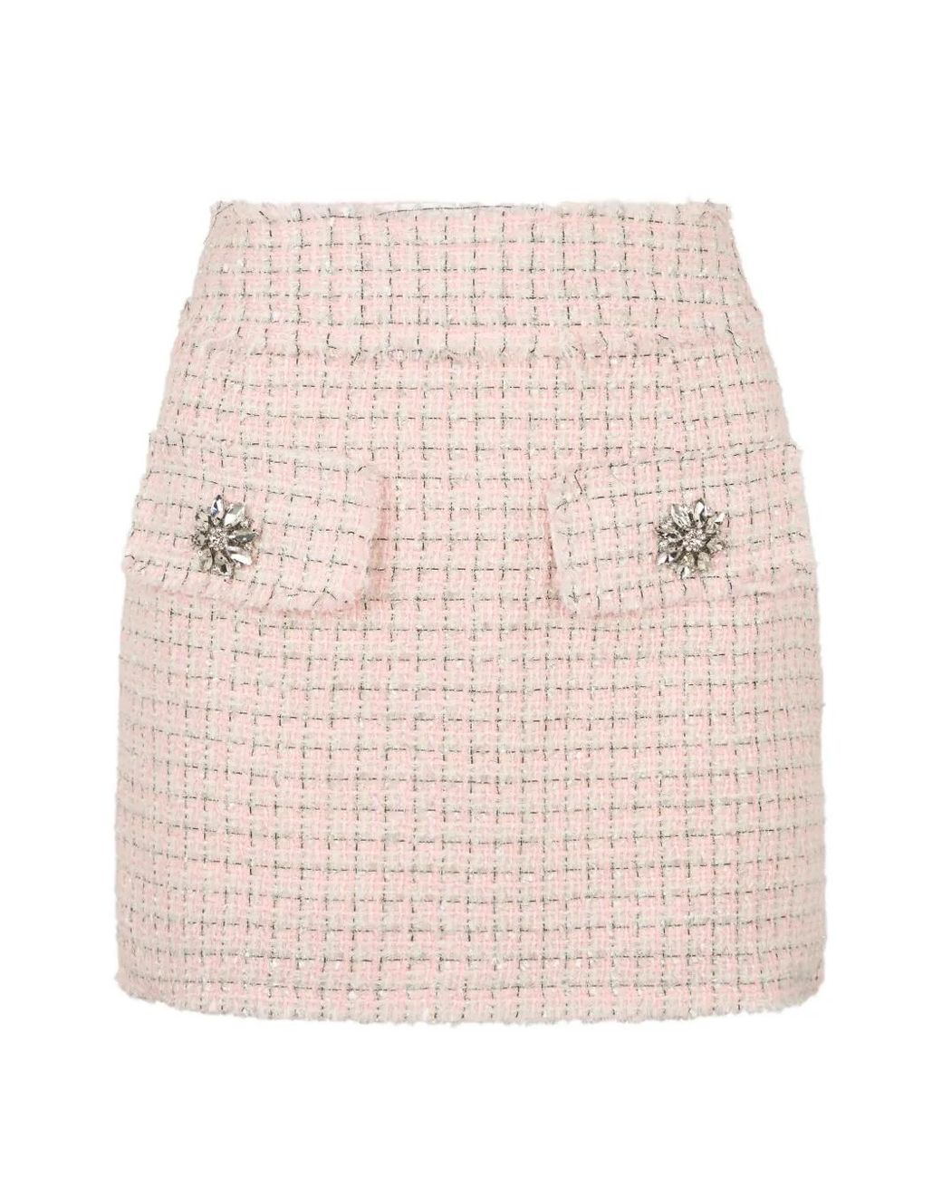 Philipp Plein Natural Mini Tweed Skirt