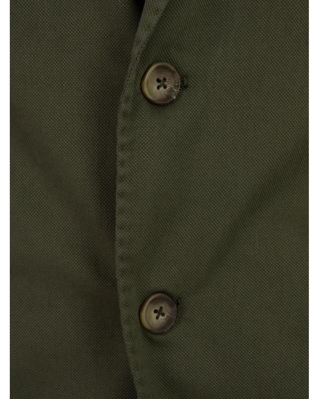 RUSSO CAPRI Green Button Oxford Cotton Blazer for men