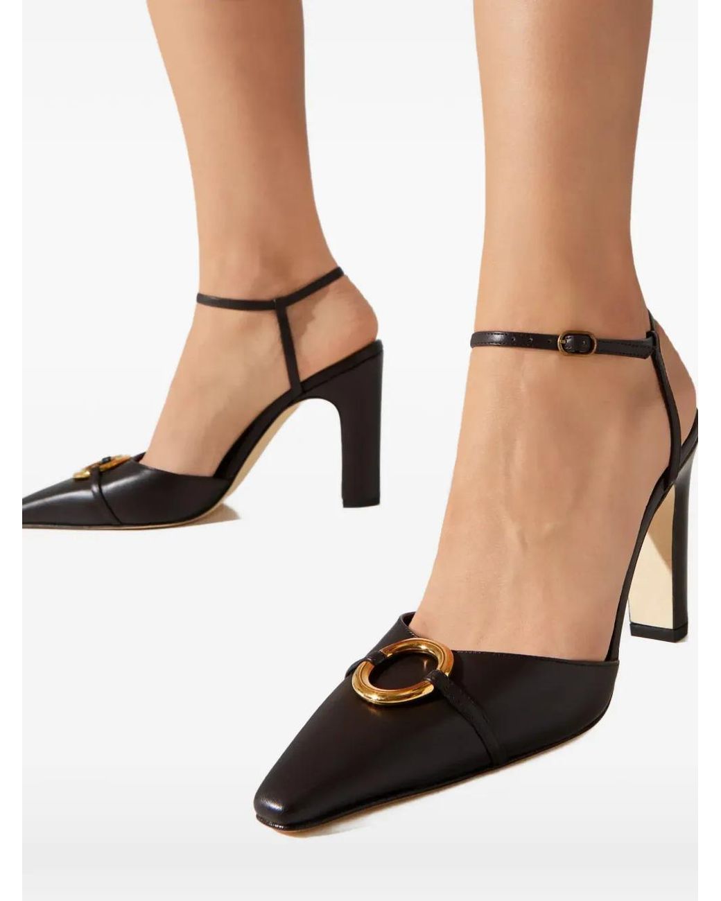 Manolo Blahnik White Querelle Pointed-Toe Ankle-Strap Pumps