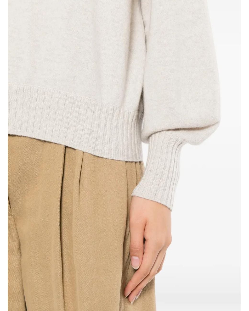 N.Peal Cashmere Natural Funnel-Neck Cashmere Sweater