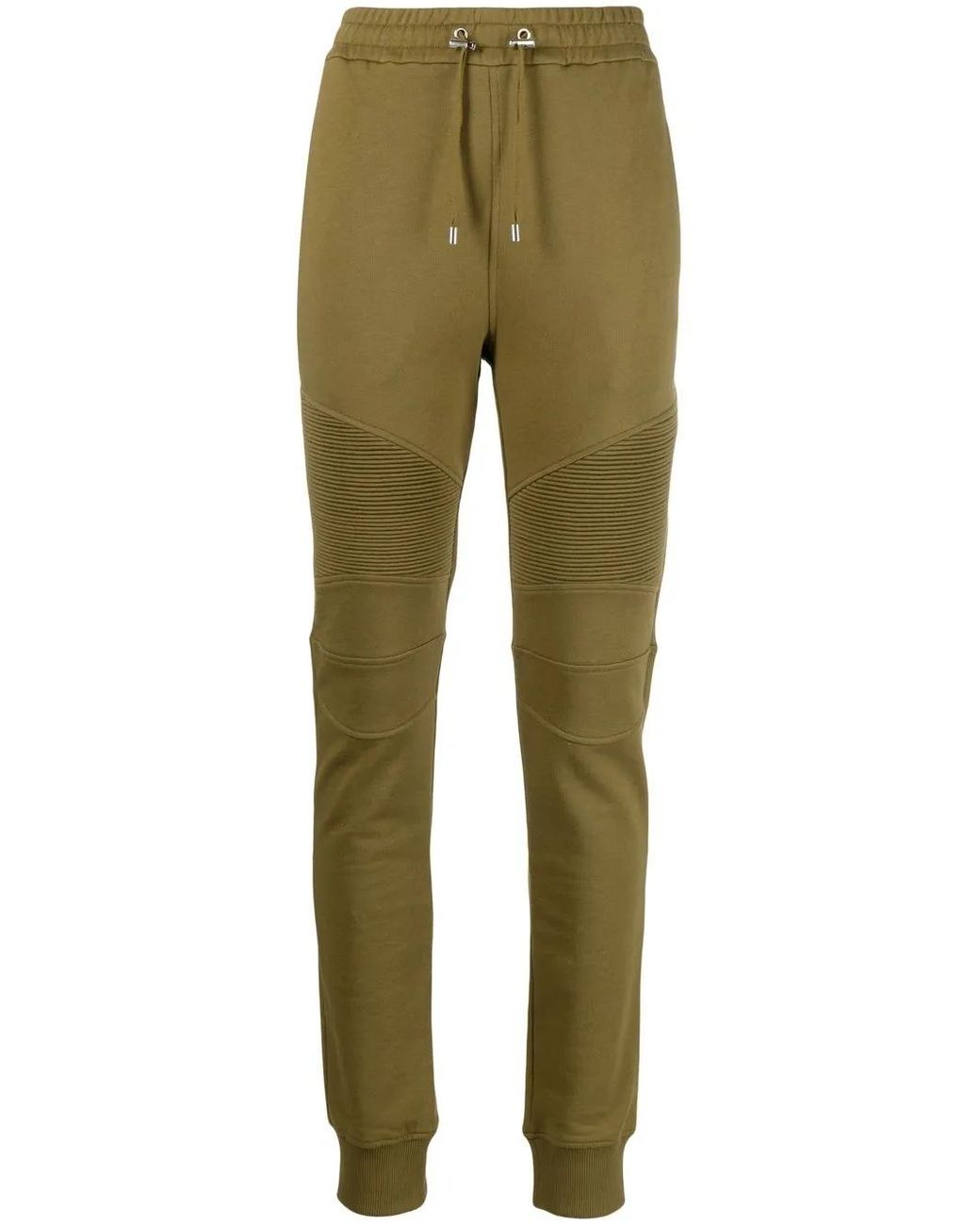 Balmain Green Panelled Slim-Cut Track Pants