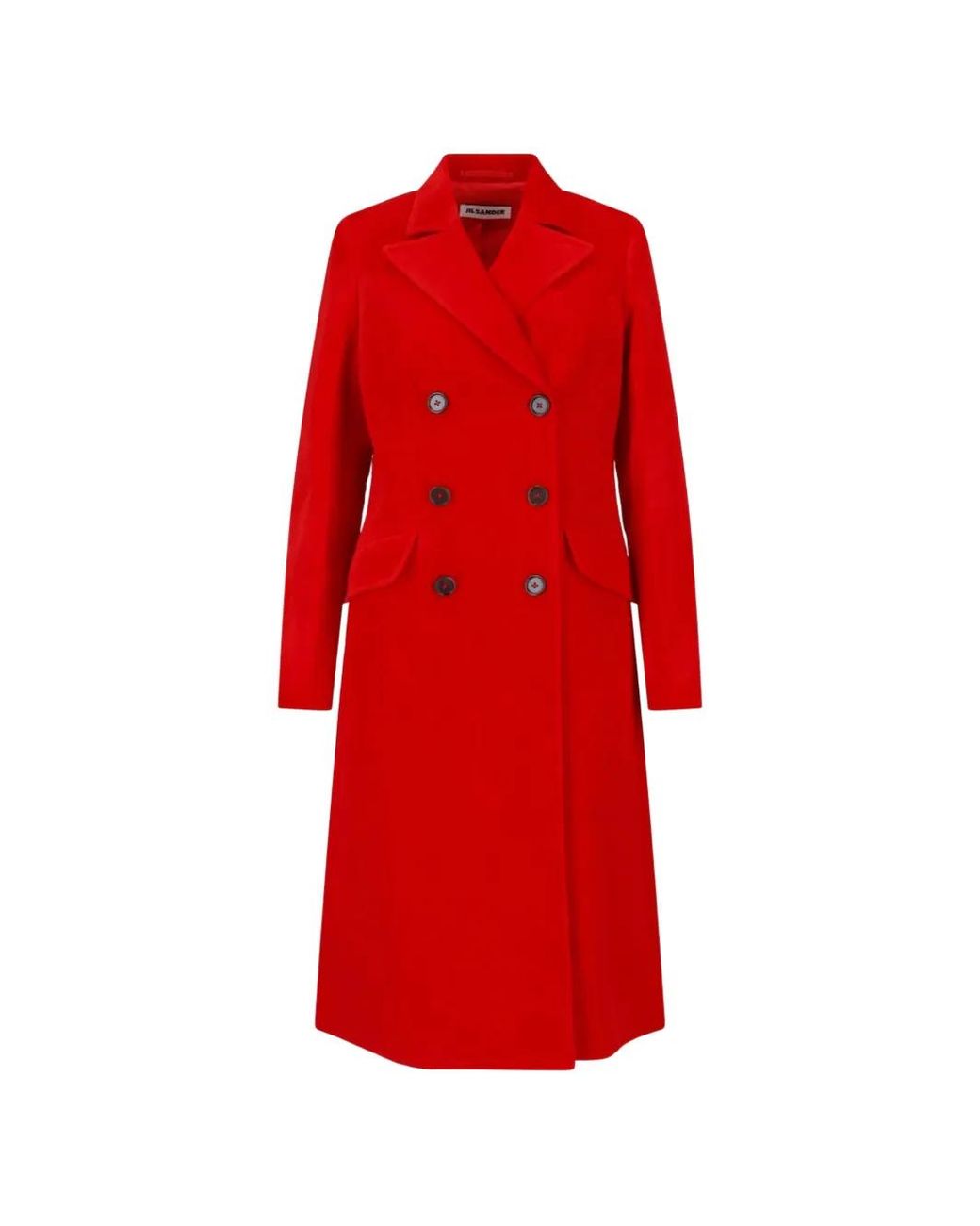 Jil Sander Red Manteau À Boutonnière Croisée