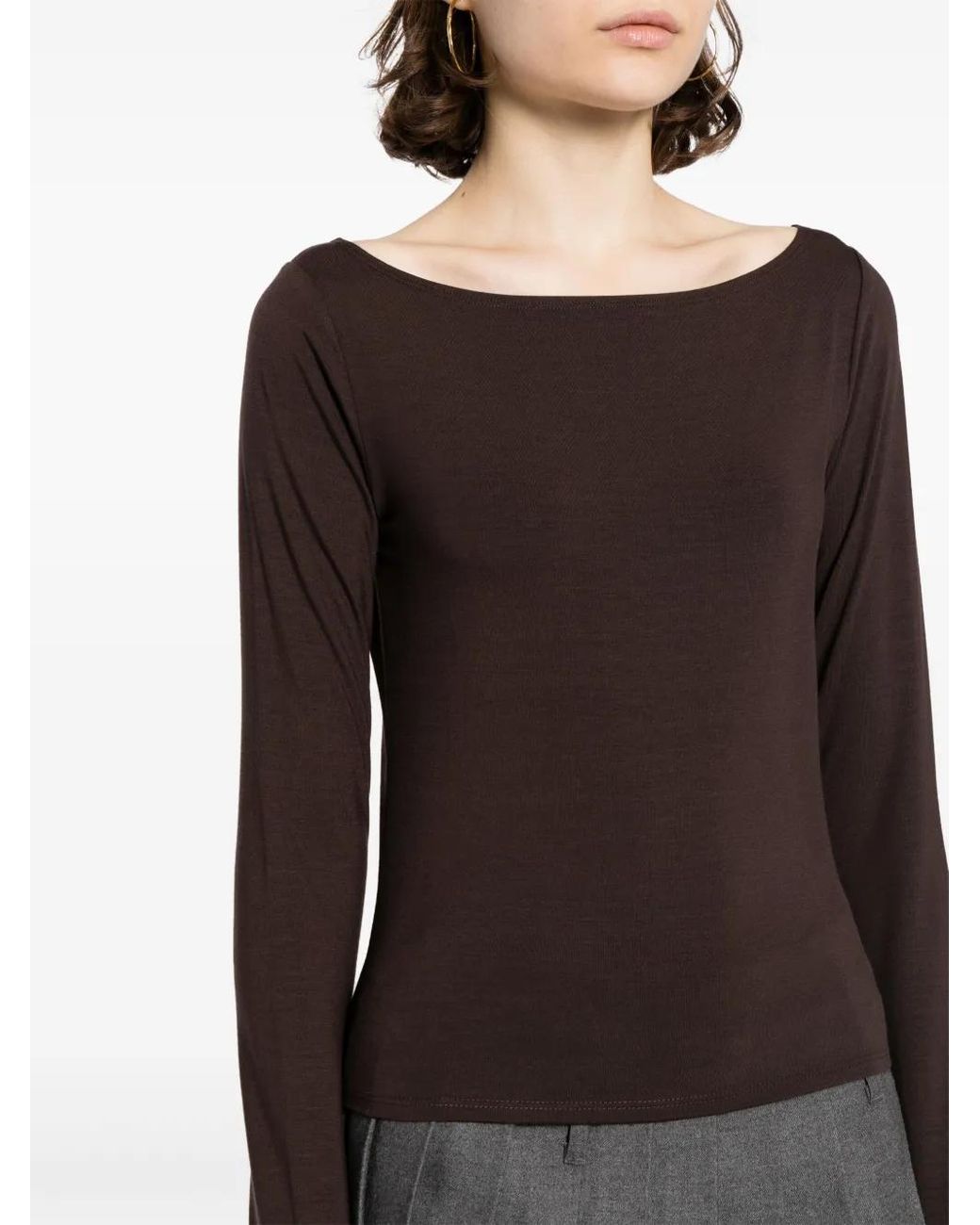 Reformation Brown Wiley Boat-Neck Top