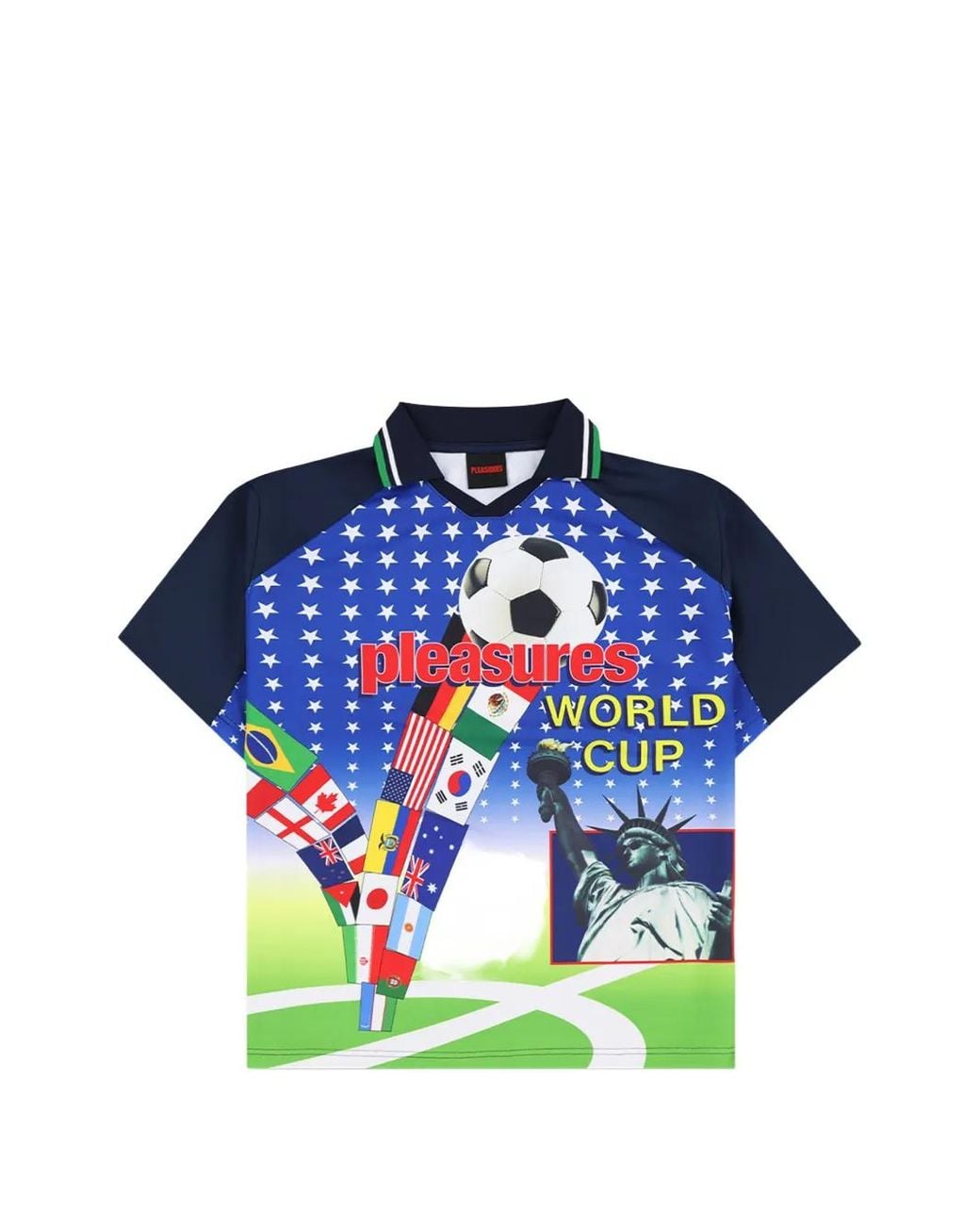 Pleasures Blue Flags Graphic-Print Short-Sleeve Shirt for men