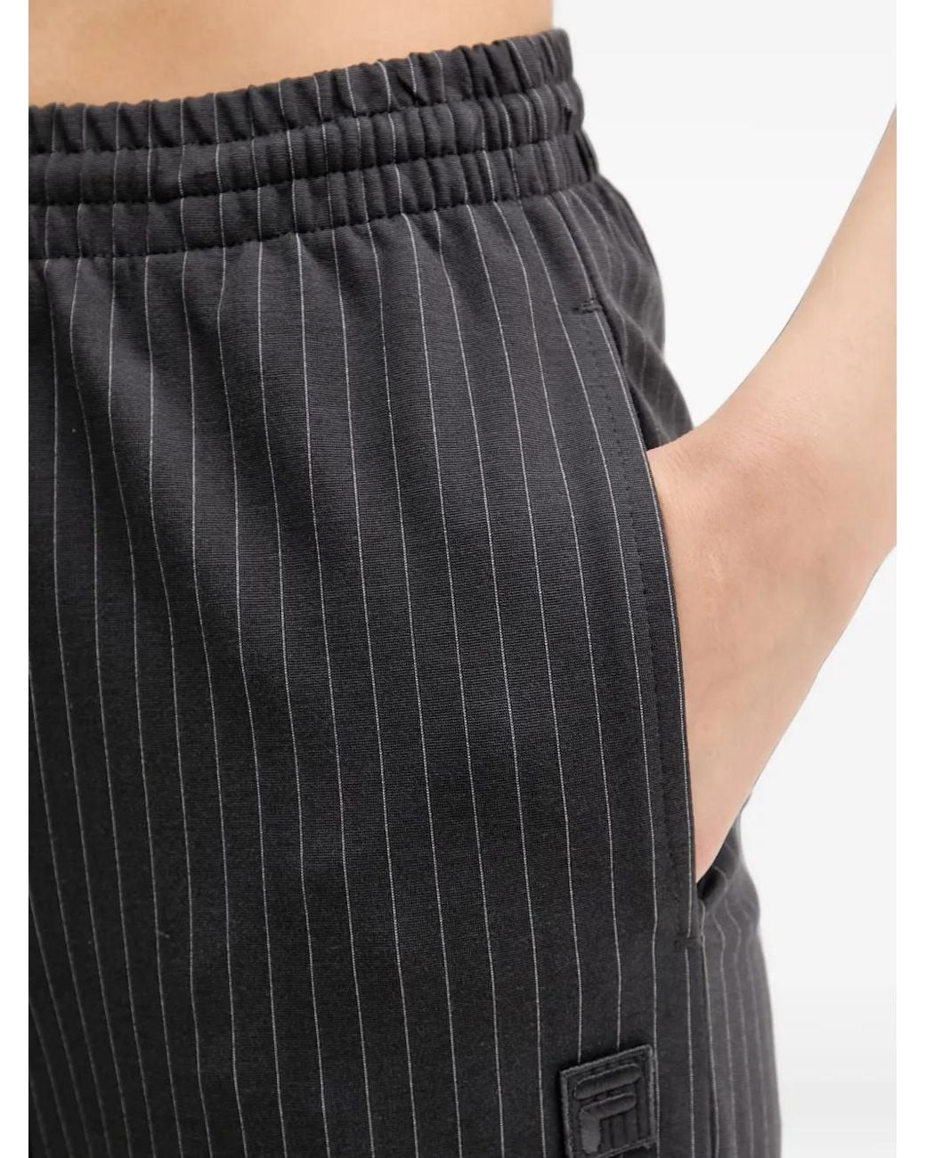 Fila Black Pinstripe-Pattern Track Pants