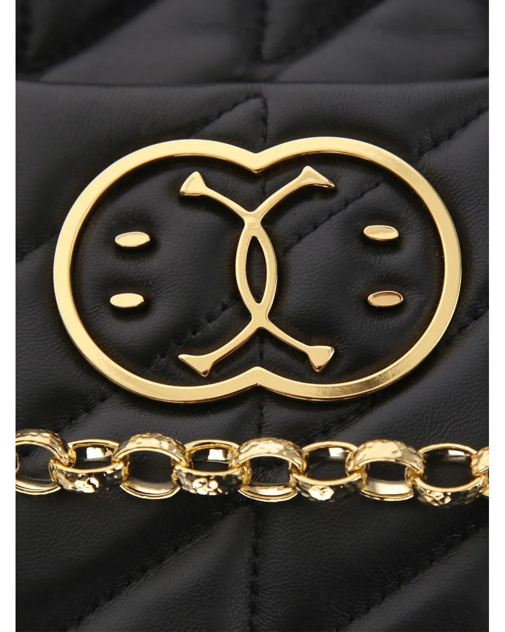 Moschino Black Double Smile Quilted Cross Body Bag