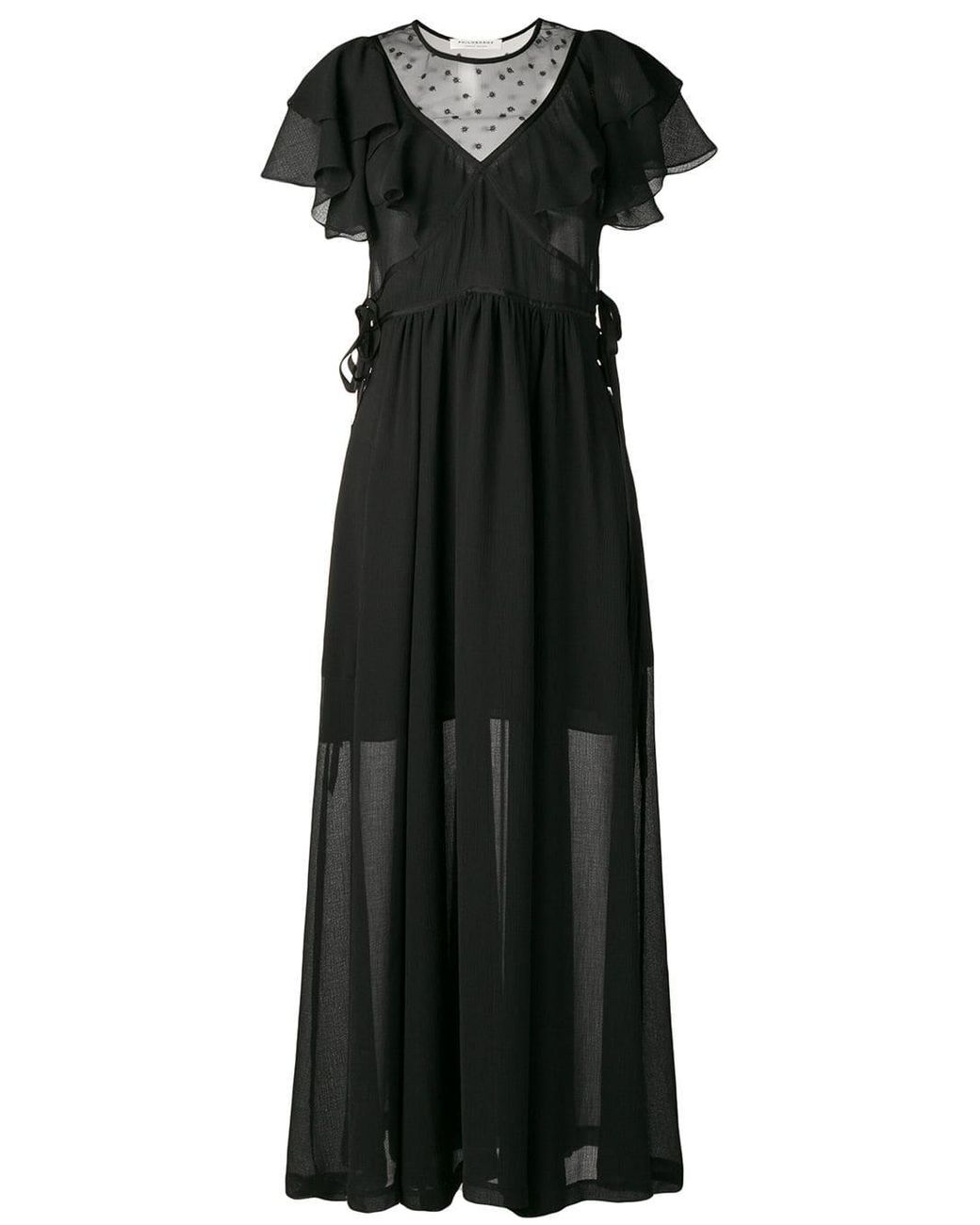 Philosophy Di Lorenzo Serafini Cotton Ruffle Maxi Dress in Black - Lyst