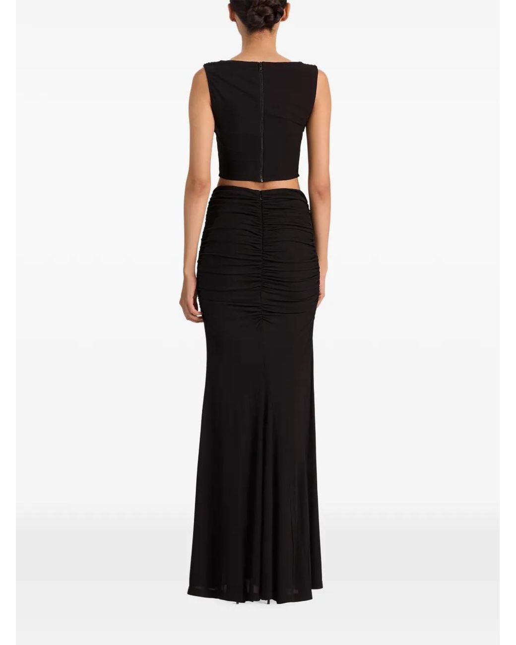 Alice + Olivia Black Alena Draped Cropped Top