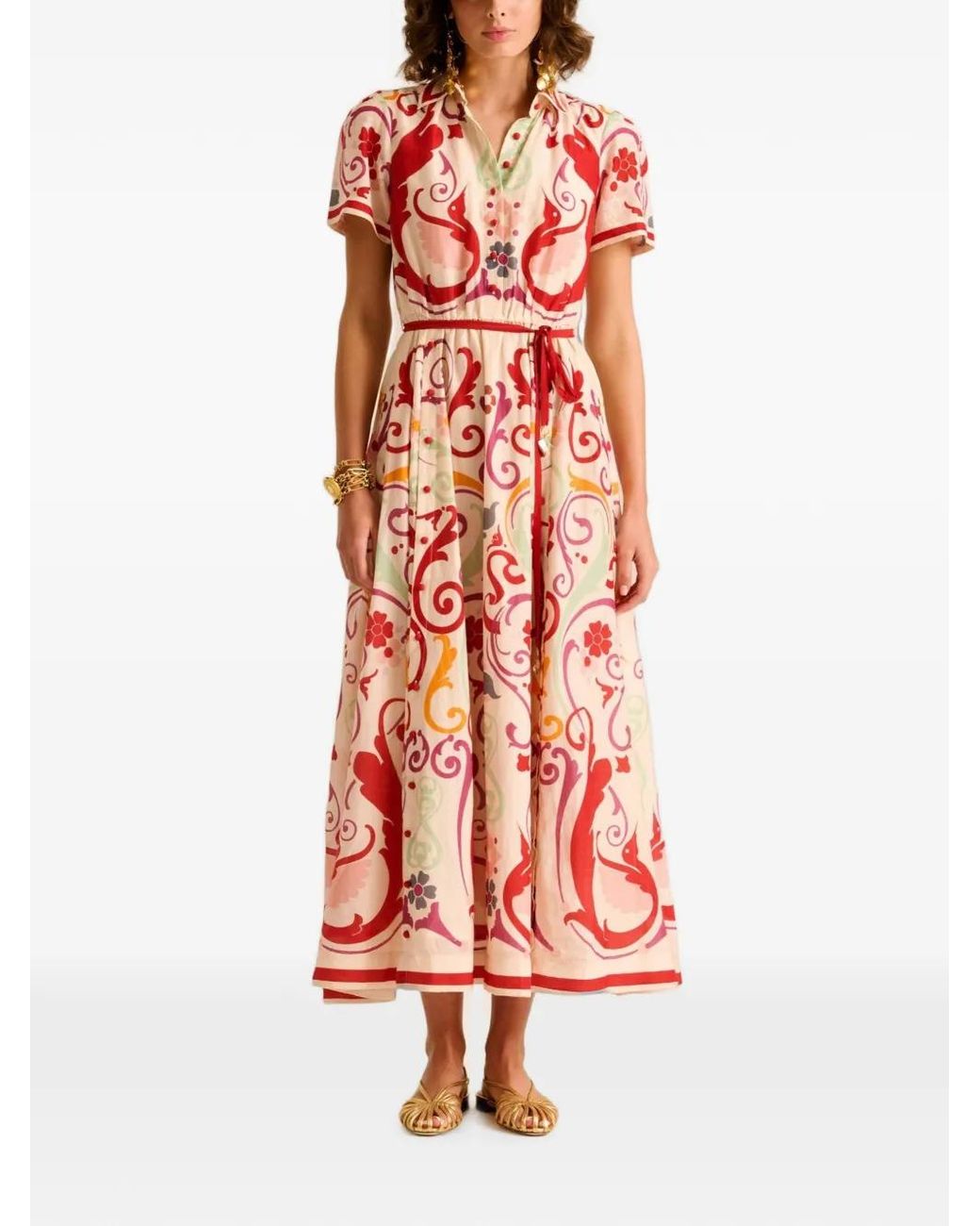 Carolina K White X Alfredo Genovese Elisetta Belted Maxi Dress