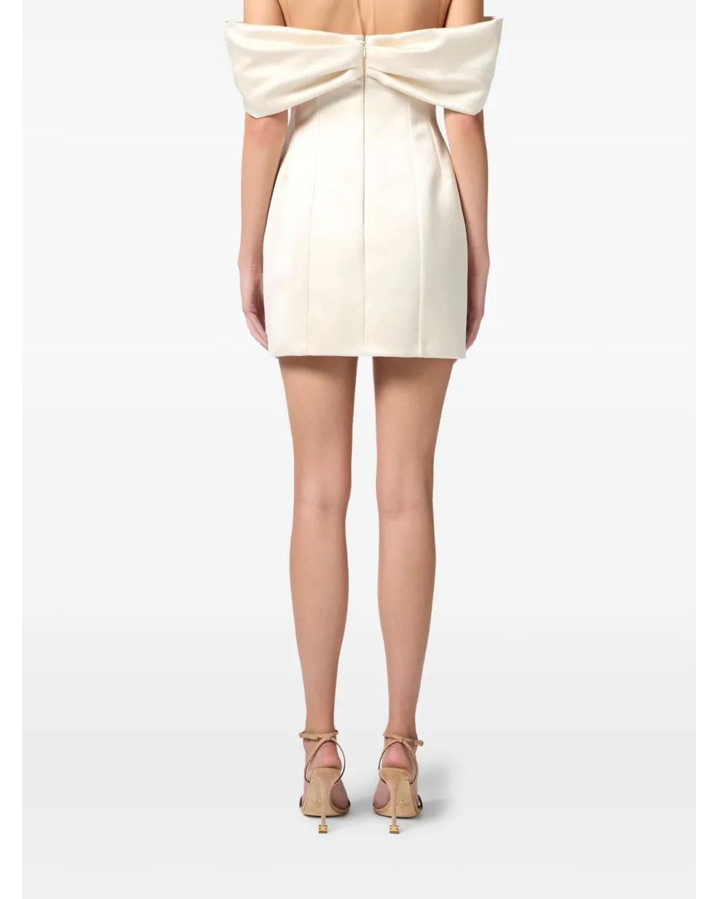 Elisabetta Franchi Floral-Embroidered Satin Mini Dress in