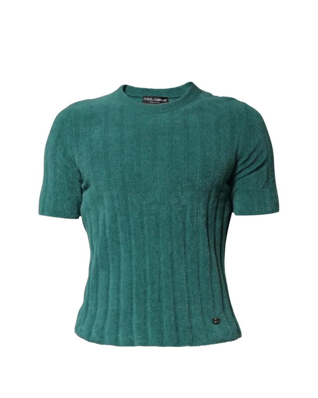 Dolce & Gabbana Green T-Shirt En Maille À Design Côtelé for men