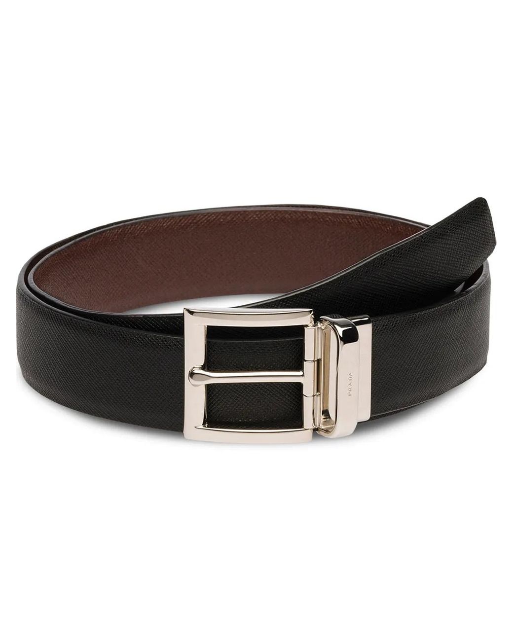 Prada Black Luxury Smooth Calf Leather Belt for men