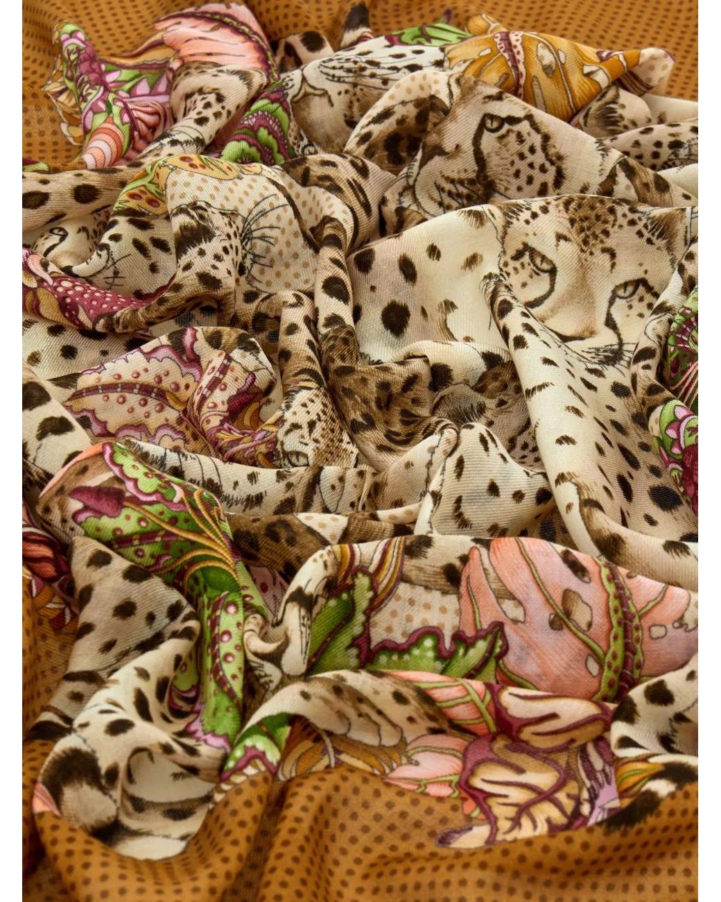 Ferragamo Metallic Cheetahs-Print Cashmere Scarf