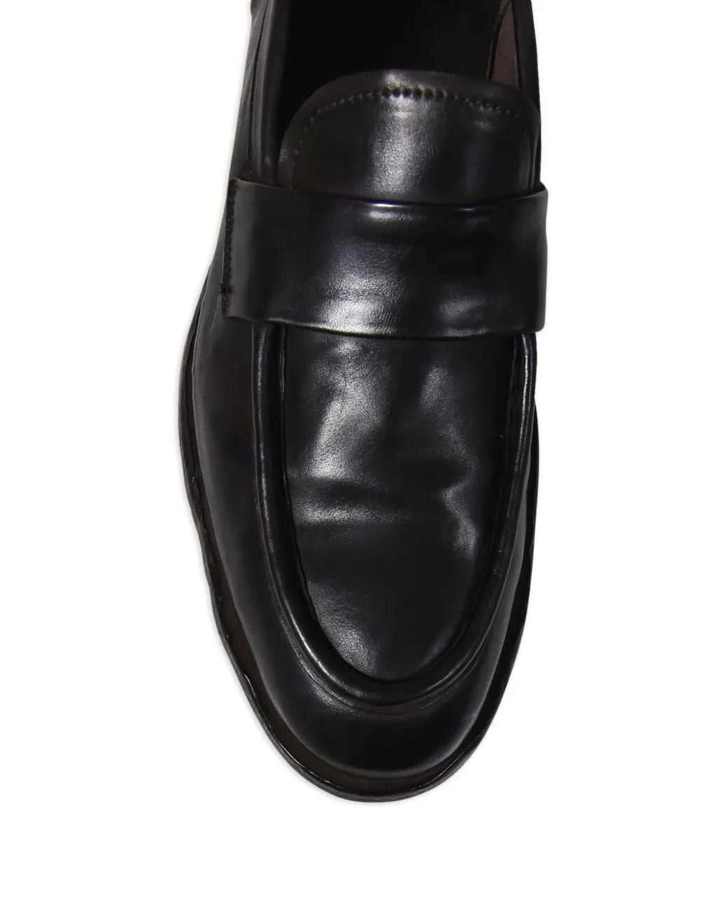 Officine Creative Black Leather Penny Loafers for men