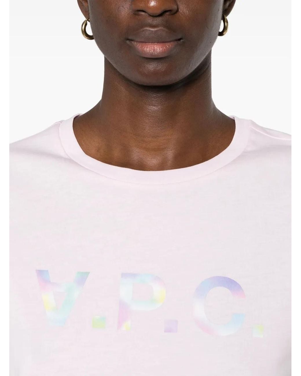 A.P.C. Pink T-shirt Rosa In Cotone Organico Con Logo Vpc Multicolore