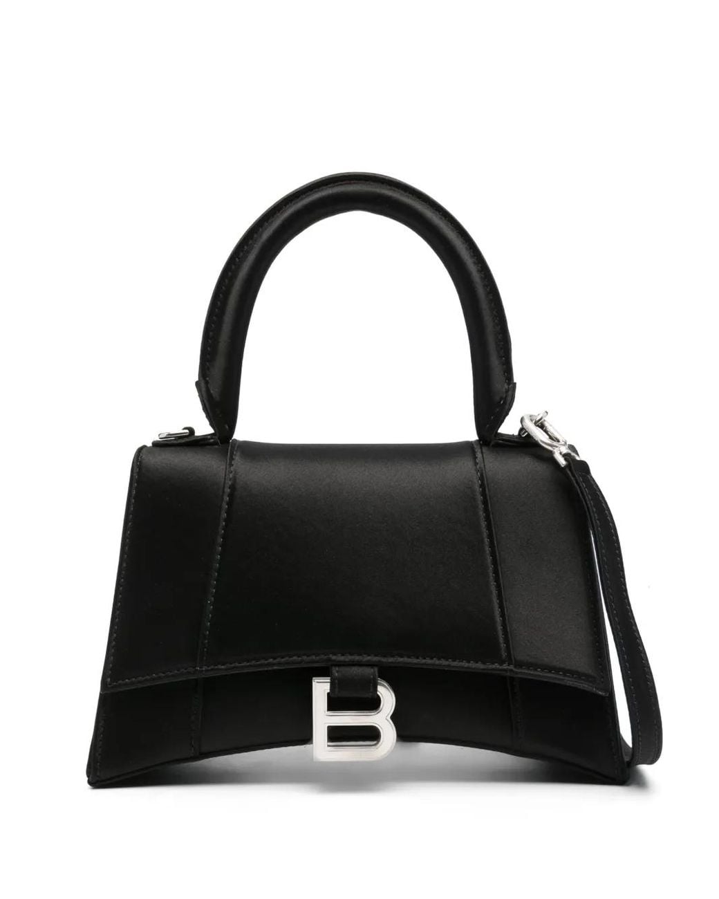 Balenciaga Black Small Hourglass Satin Tote Bag