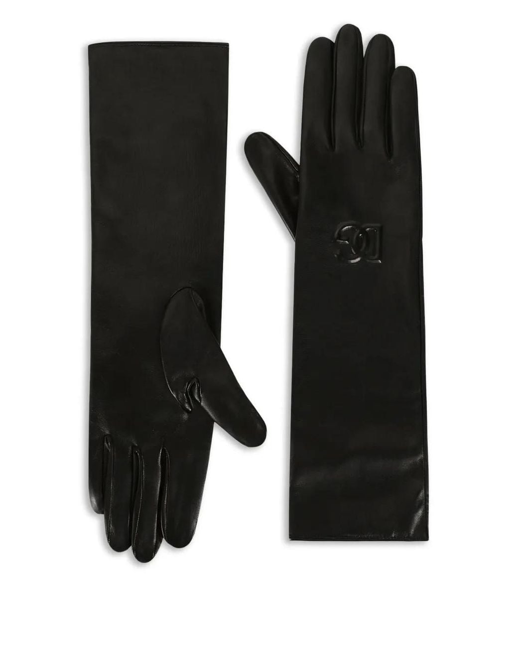 Dolce & Gabbana Black Embossed-Logo Leather Gloves for men