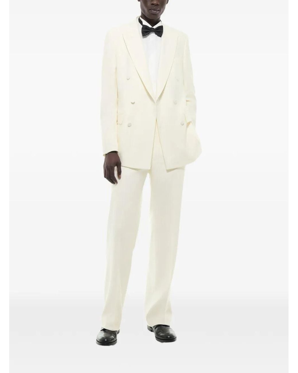 Fursac White Double-Breasted Virgin-Wool Blazer for men