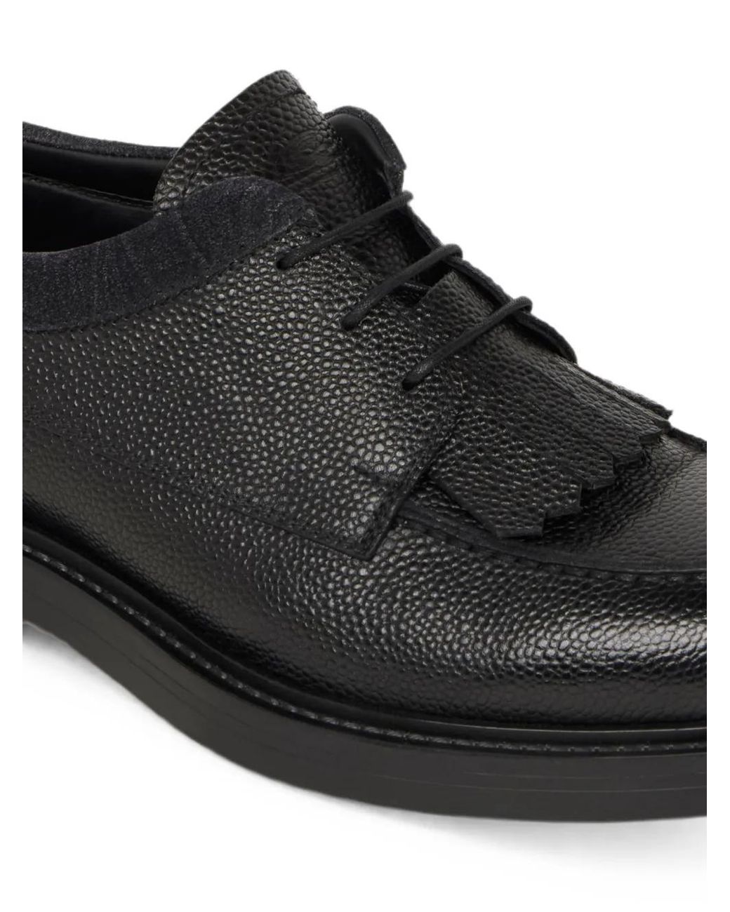 Etro Black Mocassins En Cuir Grainé À Lacets for men