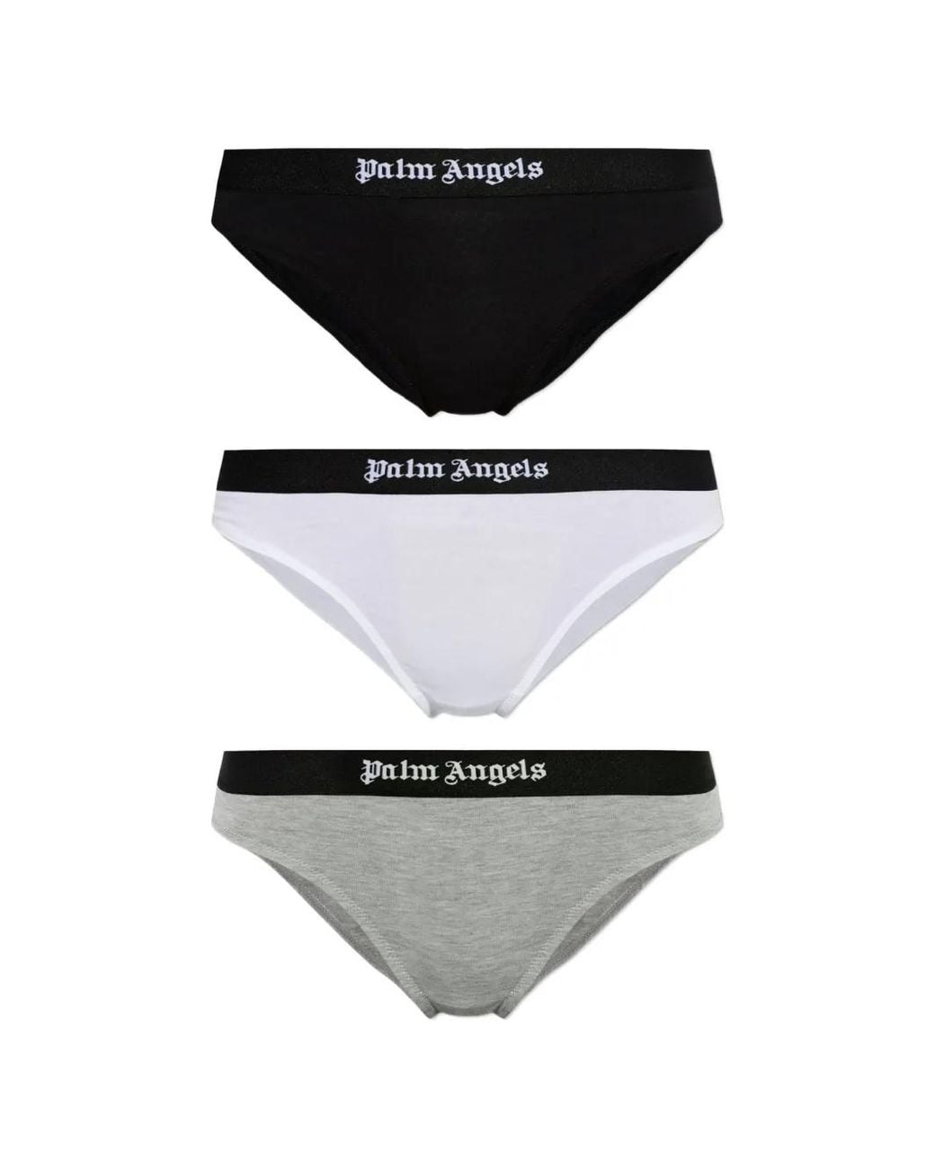 Palm Angels White Logo-Waistband Briefs (Set Of Three)