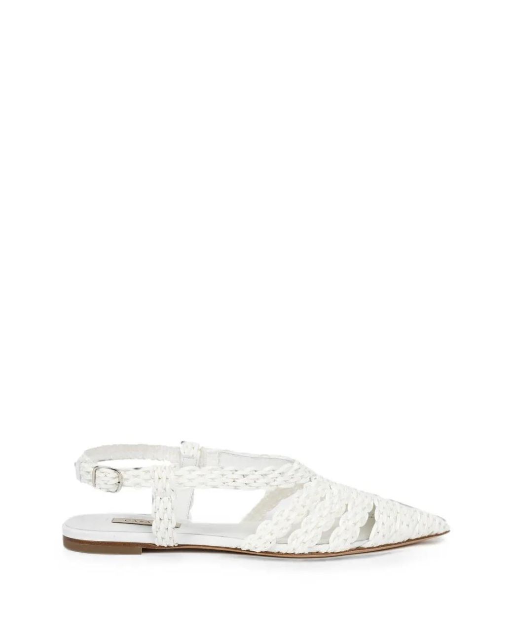 Casadei White Avenida Woven Slingback Flat Pumps