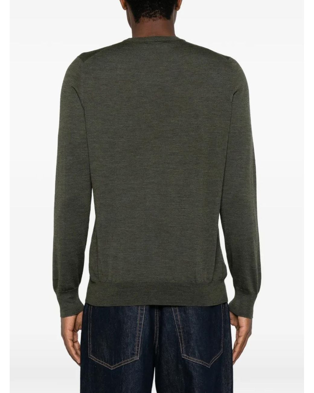 Gran Sasso Green Crew-Neck Long-Sleeve Sweater for men