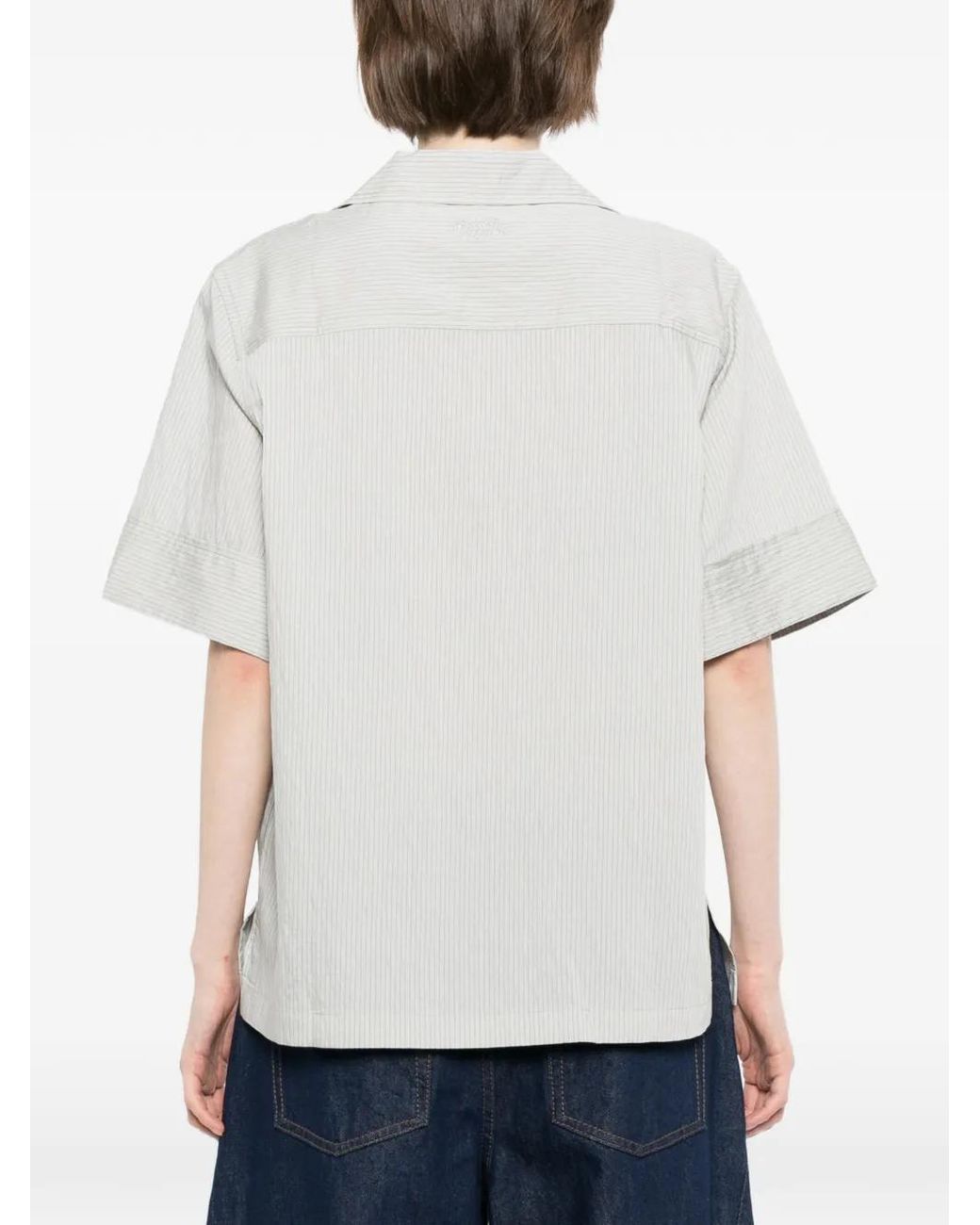 Maison Kitsuné White Striped Resort Shirt