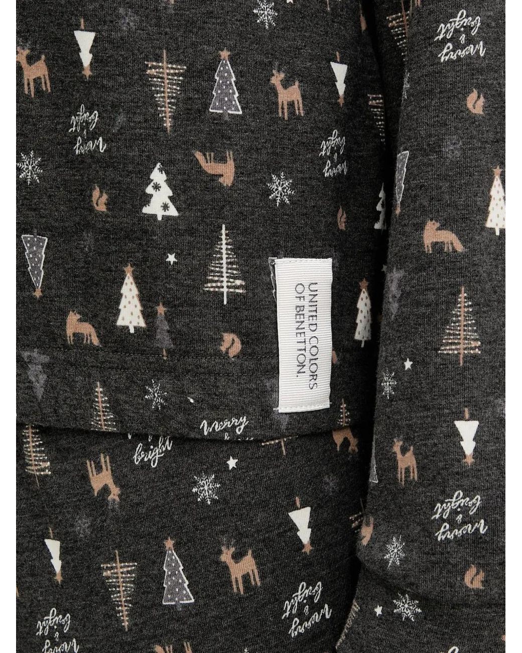 Benetton Black Christmas-Print Pajamas