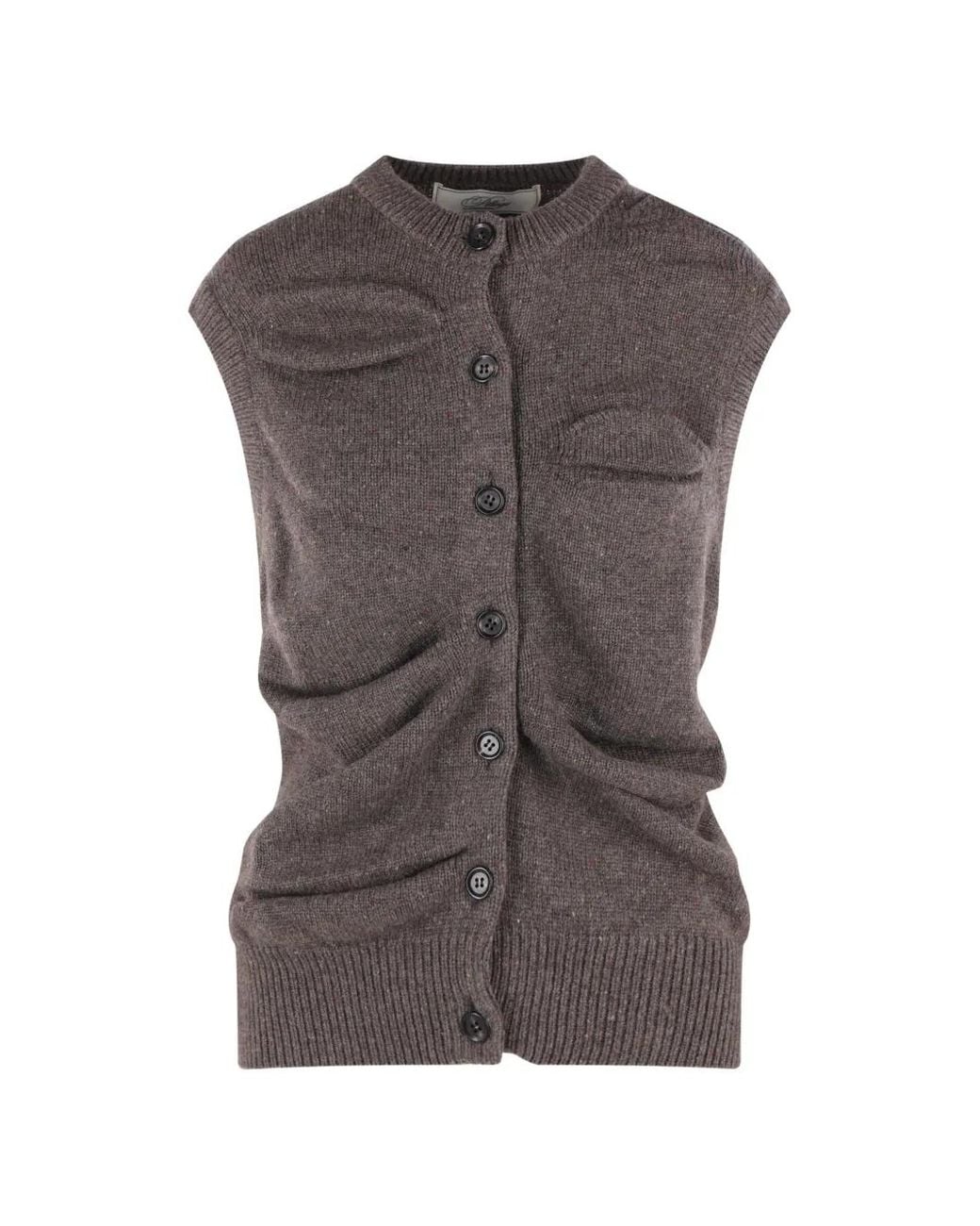 PILLINGS Gray Sleeveless Wool Cardigan