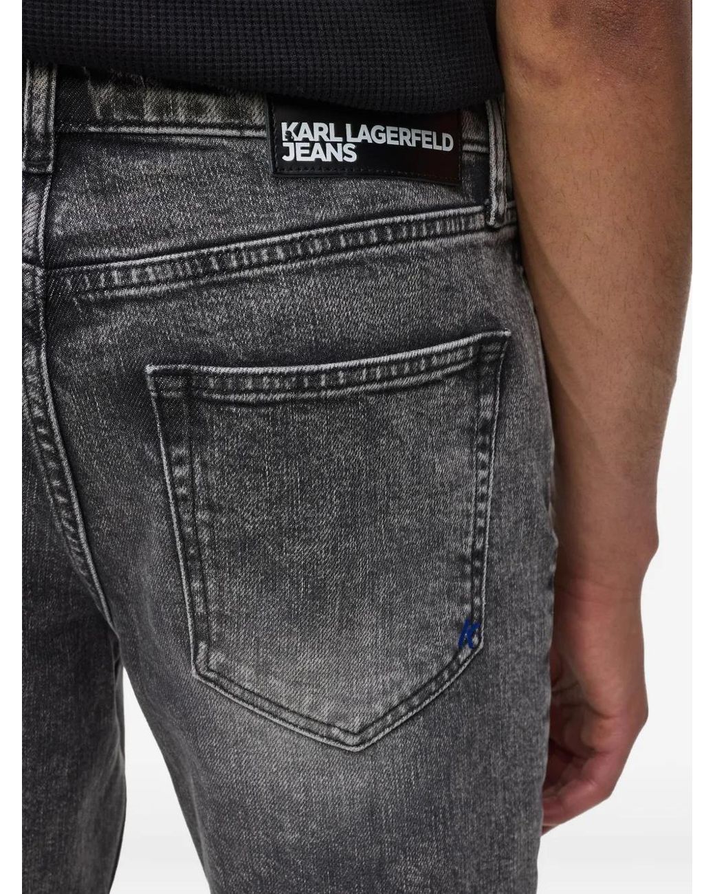 Karl Lagerfeld Gray Stretch-Cotton Jeans for men