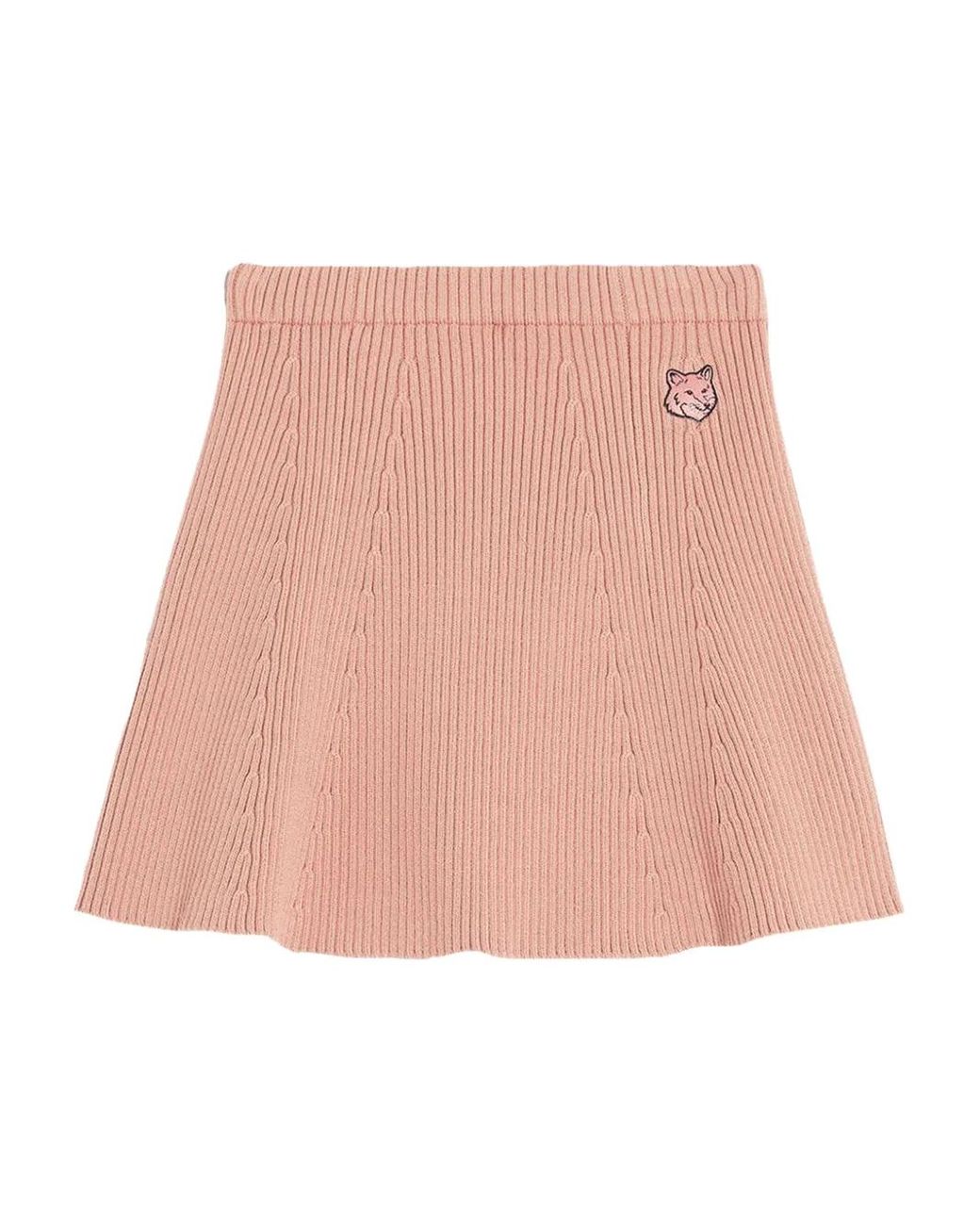 Maison Kitsuné Pink Ribbed-Knit Flared Mini Skirt