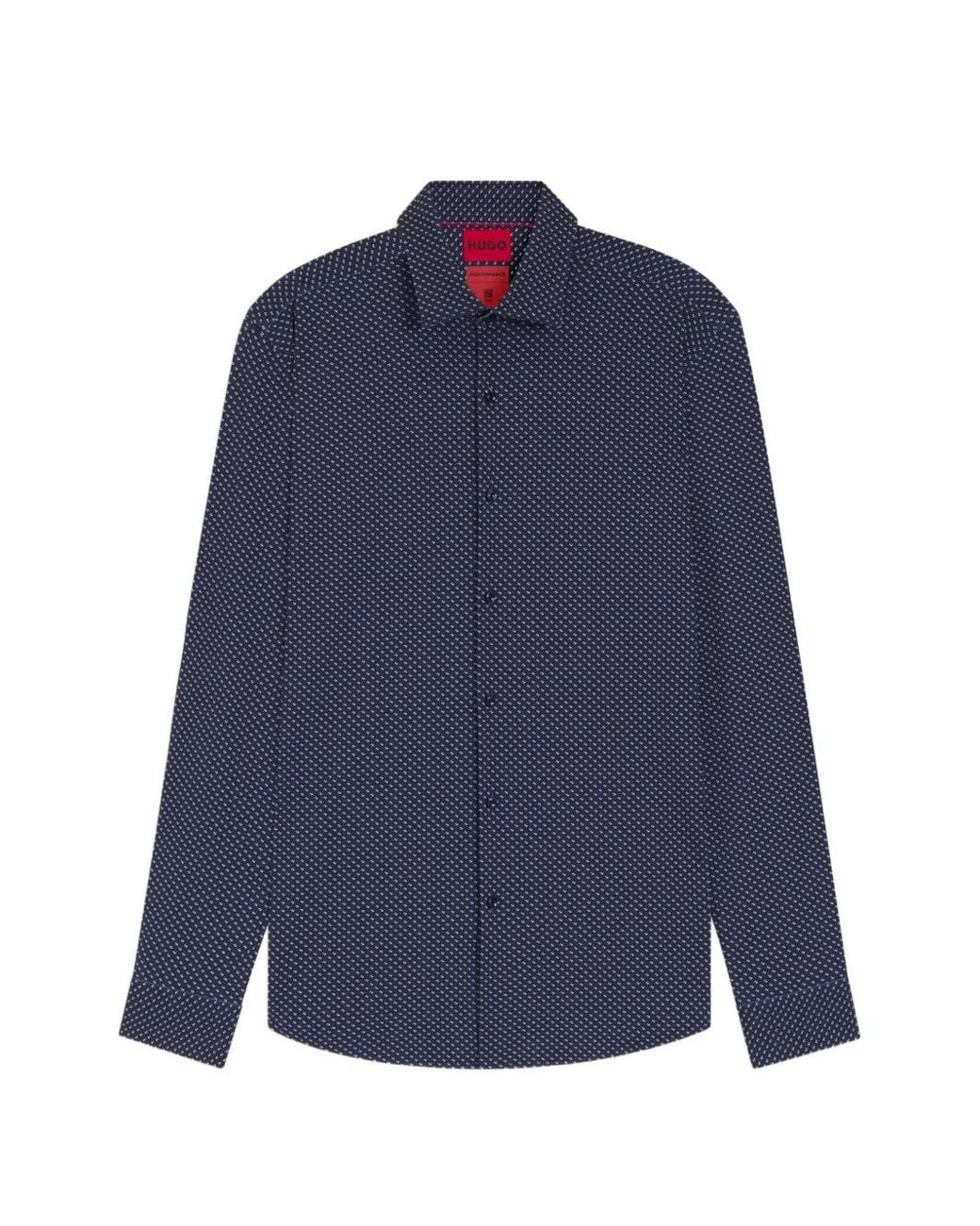 HUGO Blue Printed Slim-Fit Shirt for men